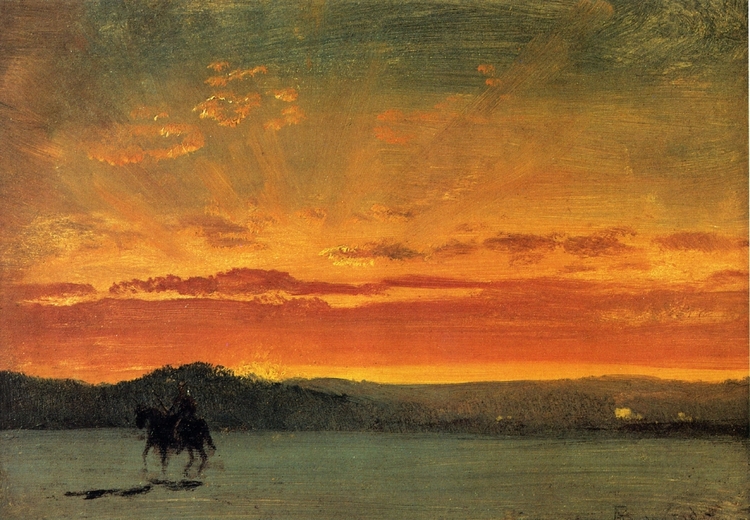 Albert Bierstadt Oil Painting Indian Rider at Sunset - Click Image to Close